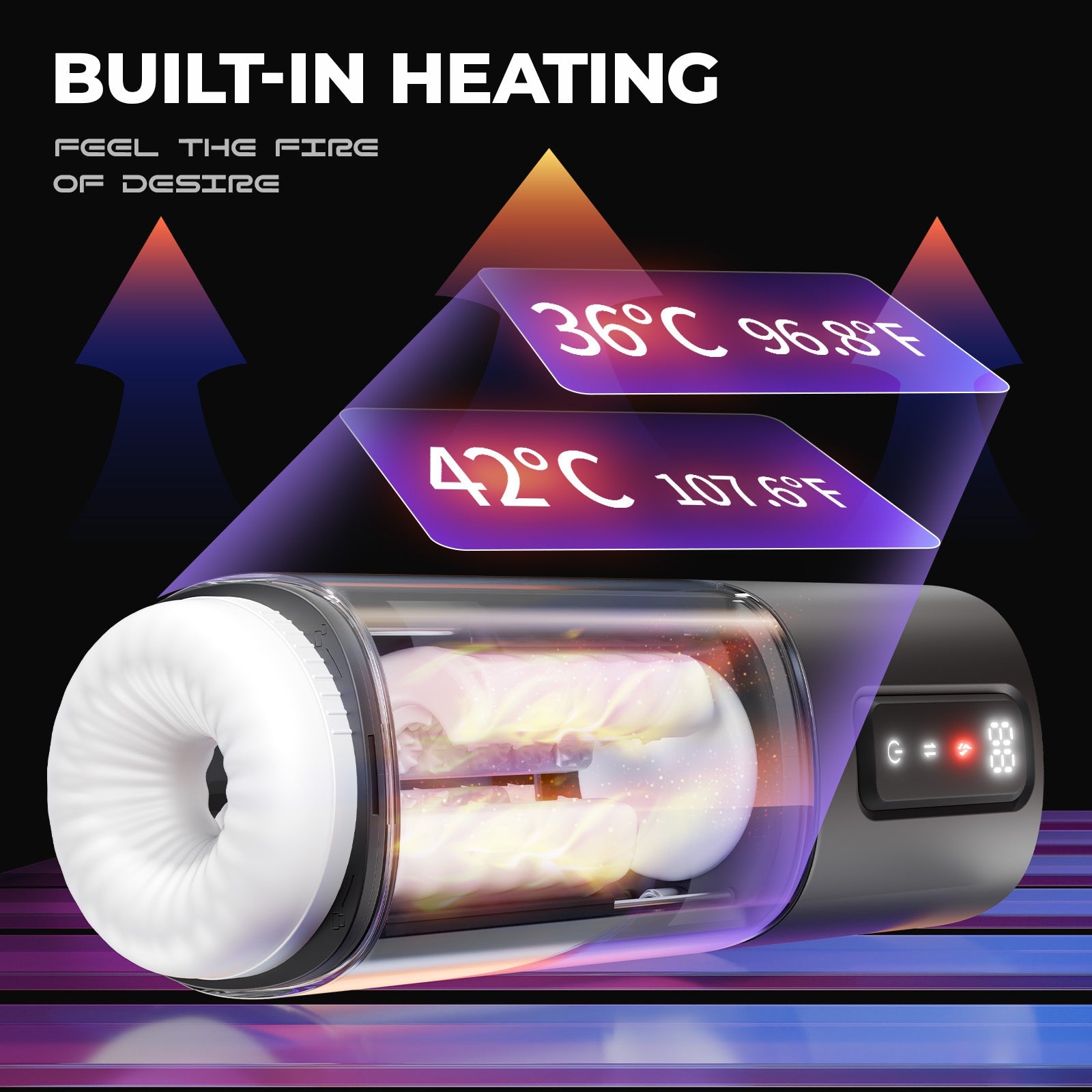 자동 남성 자위기구 6단계 문지름 강도 및 2단계 가열 레벨 포함