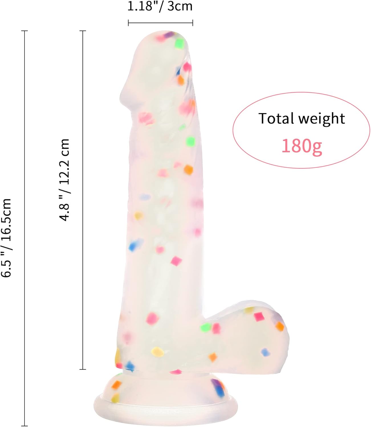 6.5 Inch Confetti Silicone Dildo with Strong Suction Cup