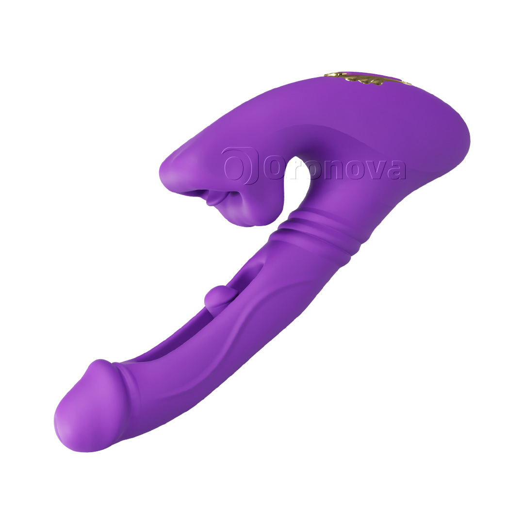 Hollow Thrusting Vibrator with Fingertip Vibration, Head Vibration & Bite-Lip Stimulation