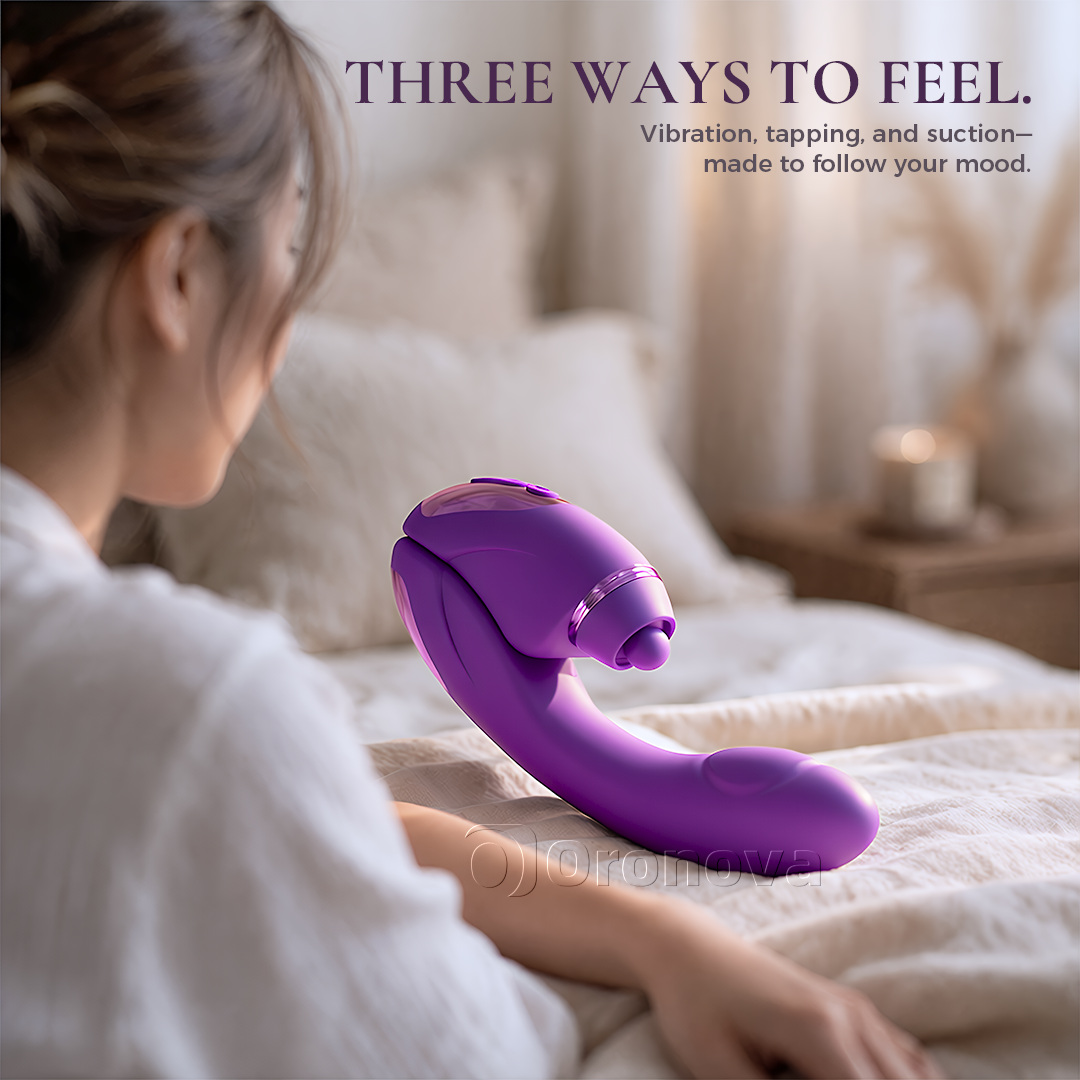 2-in-1 Dual Function Vibrator with 10 Vibration Modes, 10 Tapping Modes & 4 Interchangeable Heads