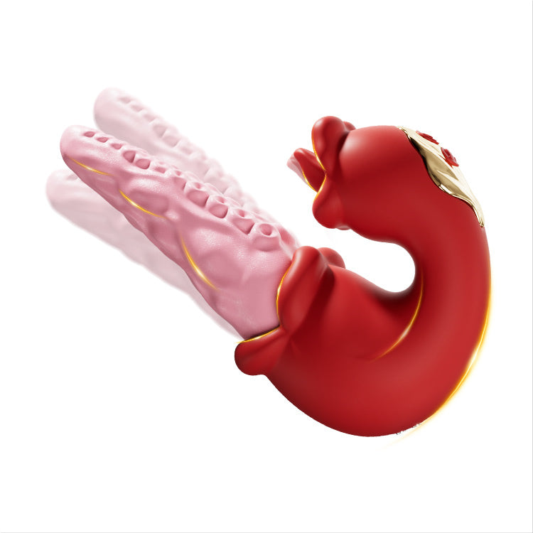 혀 자극 기능이 있는 2-in-1 문어 진동기 – 10가지 진동 모드
