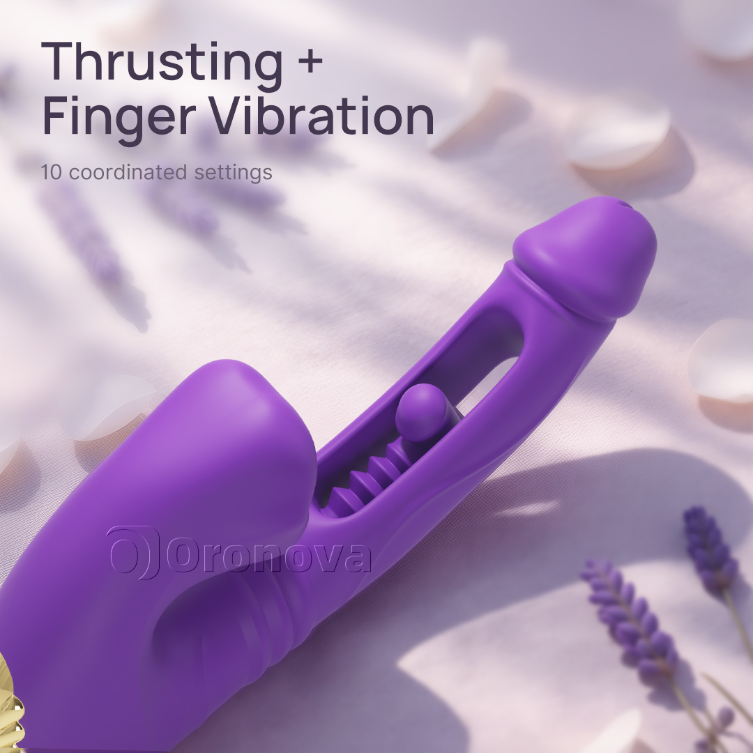 Hollow Thrusting Vibrator with Fingertip Vibration, Head Vibration & Bite-Lip Stimulation