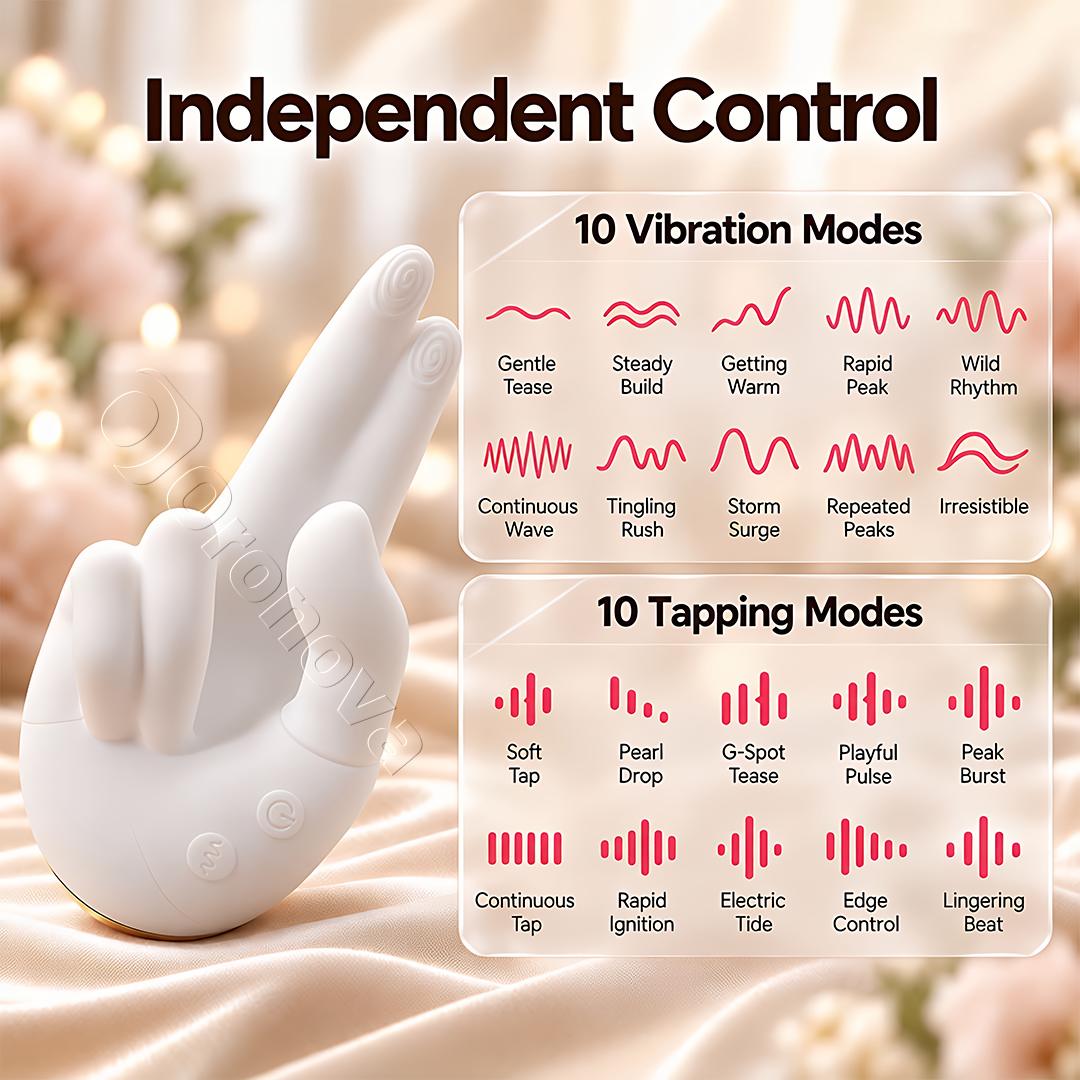 Hand-Shaped Warming Vibrator–10 Vibration Modes,10Tapping Patterns & Dual-Finger Stimulation