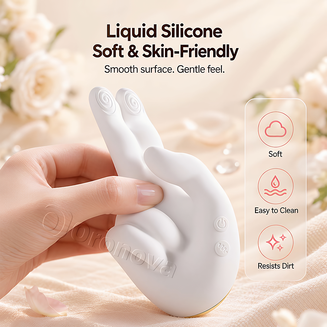Hand-Shaped Warming Vibrator–10 Vibration Modes,10Tapping Patterns & Dual-Finger Stimulation