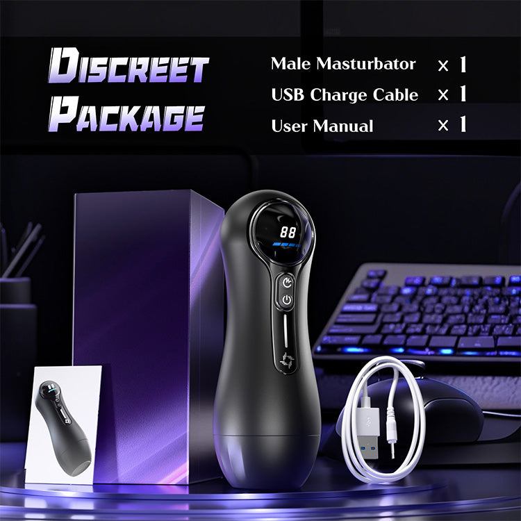 자동 남성 자위기구 – 4가지 흡입 모드, 9가지 진동, LED 디스플레이