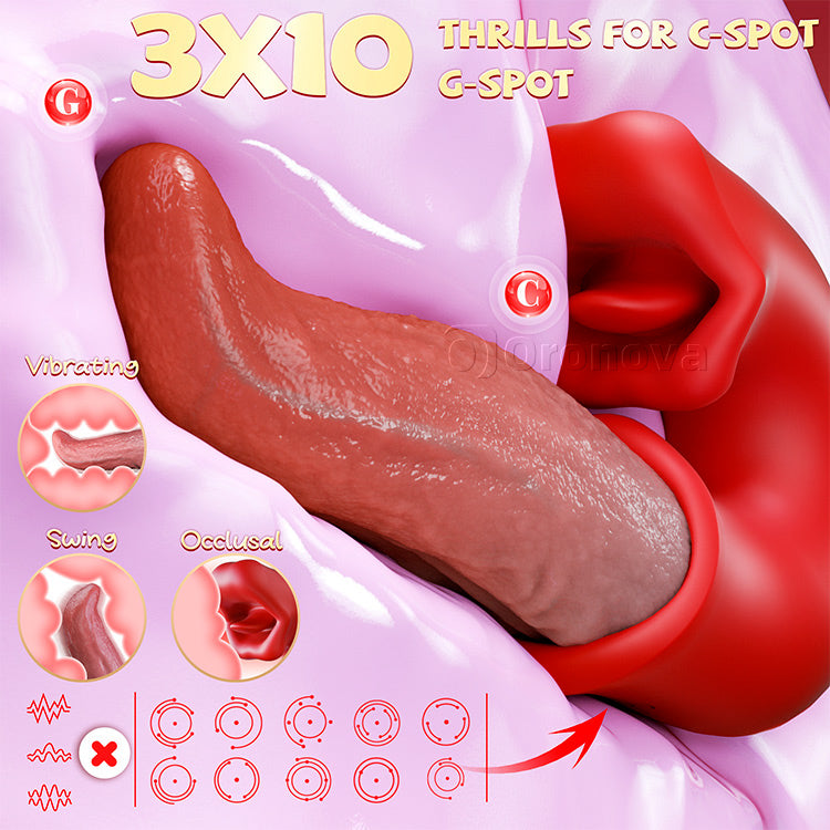 3-in-1 딜도 바이브레이터 – G-스팟, 클리트리스 및 혀 작용이 있는 로즈 토이